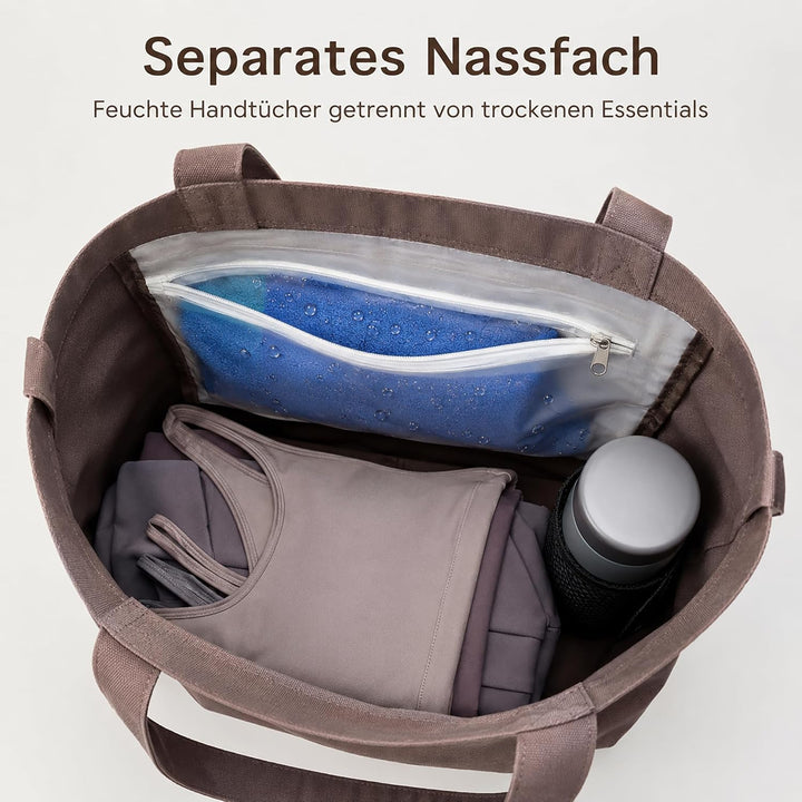 Yogatasche Damen mit Nassfach, Flaschenhalter und Durchgehendem Reissverschluss,Matte Einfach Heraus