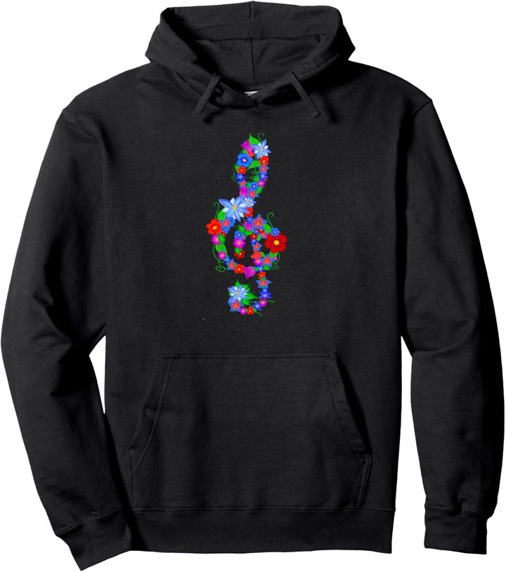 Violinschlüssel, Notenschlüssel mit Blumen Pullover Hoodie