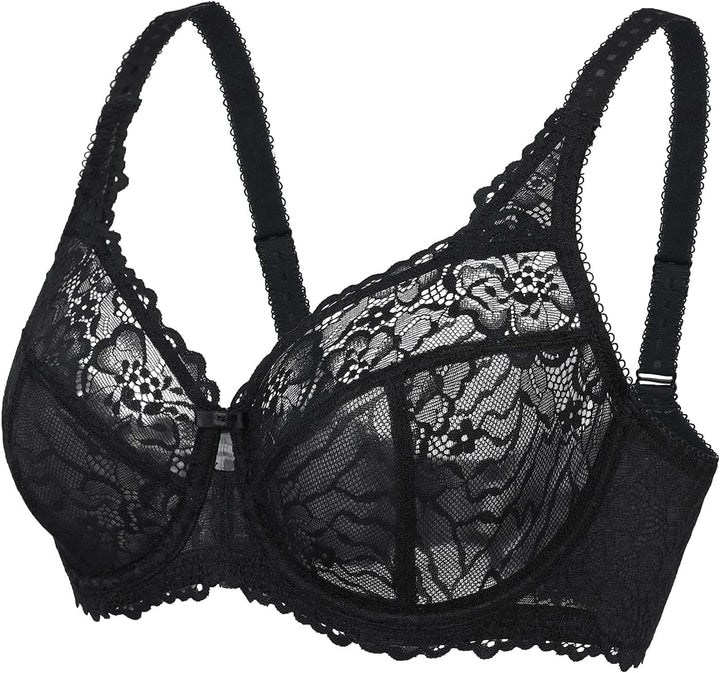 DELIMIRA Damen Minimizer BH Grosse Grössen ohne Polster Vollschalen mit Spitze 75F Schwarz, 75F Schw