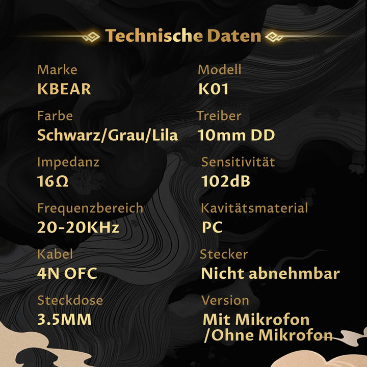 Yinyoo KBEAR MONKIE K01 Gaming-Ohrhörer, In-Ear-Kopfhörer mit Geräuschunterdrückung mit 3,5-mm-Steck