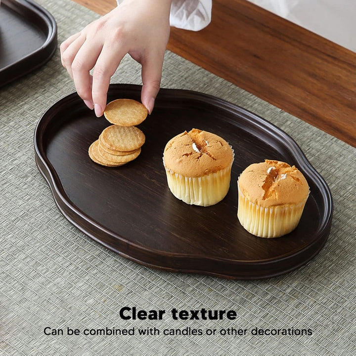 Strukturiertes Teetablett, Elegante Walnussfarbe, multifunktionales Couchtischtablett für den Gästee