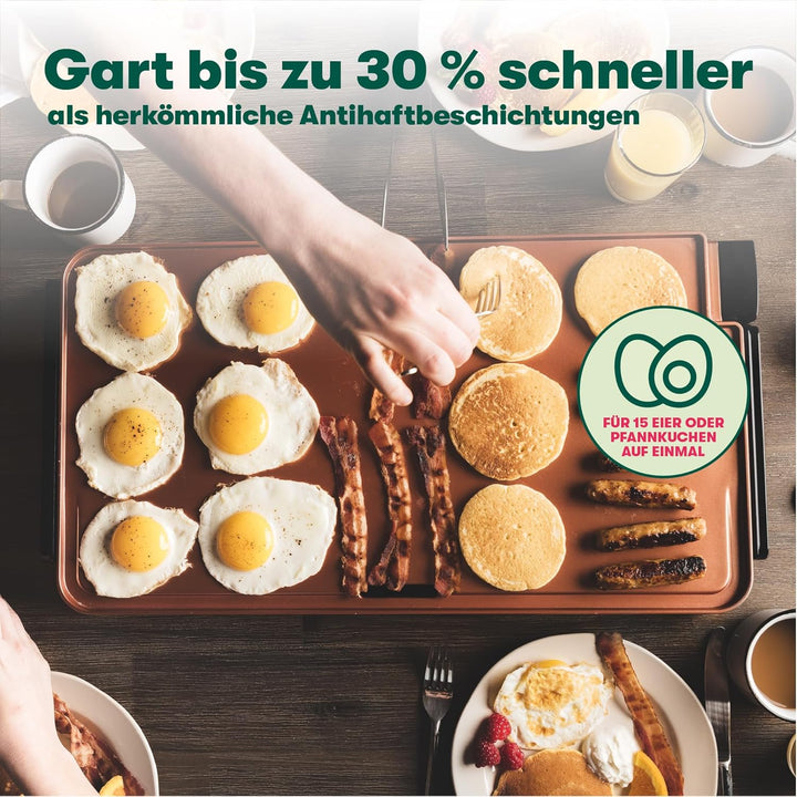 BELLA XL Electric Ceramic Titanium Griddle, Make 10 Eggs At Once, Healthy-Eco Non-stick Coating, Has