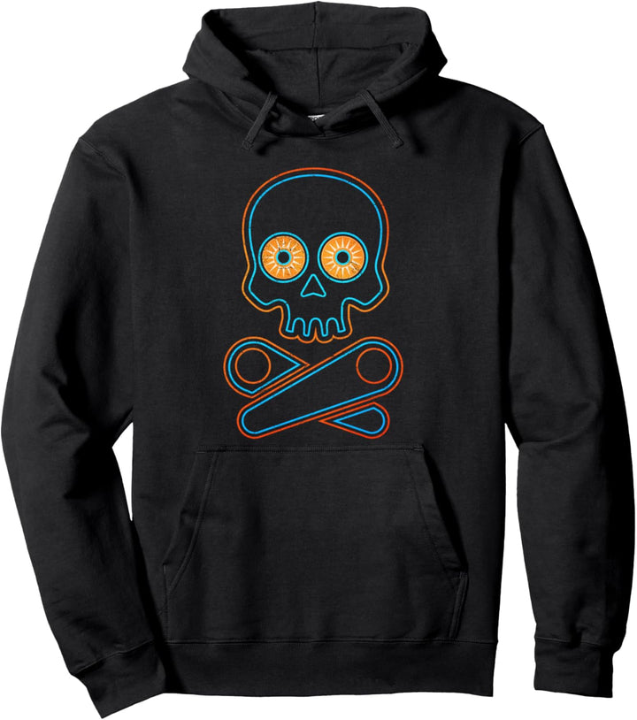 Classic Retro Pinball Design - Pinball Skull Halloween Gift Pullover Hoodie