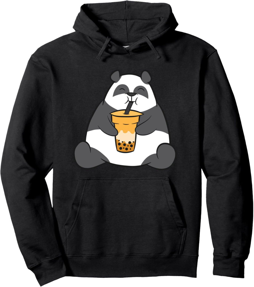 Niedlicher Panda mit Bubble Tea Pullover Hoodie