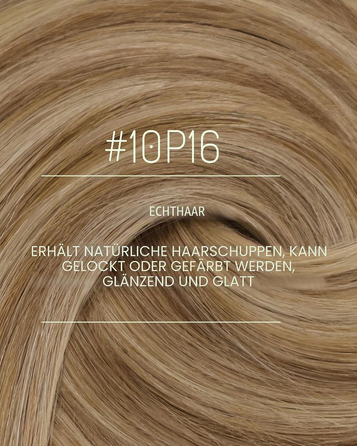 RUNATURE Clip in Extensions Echthaar Braun Highlight Blond Echthaar Extensions Clip in 30cm Kurz Ech