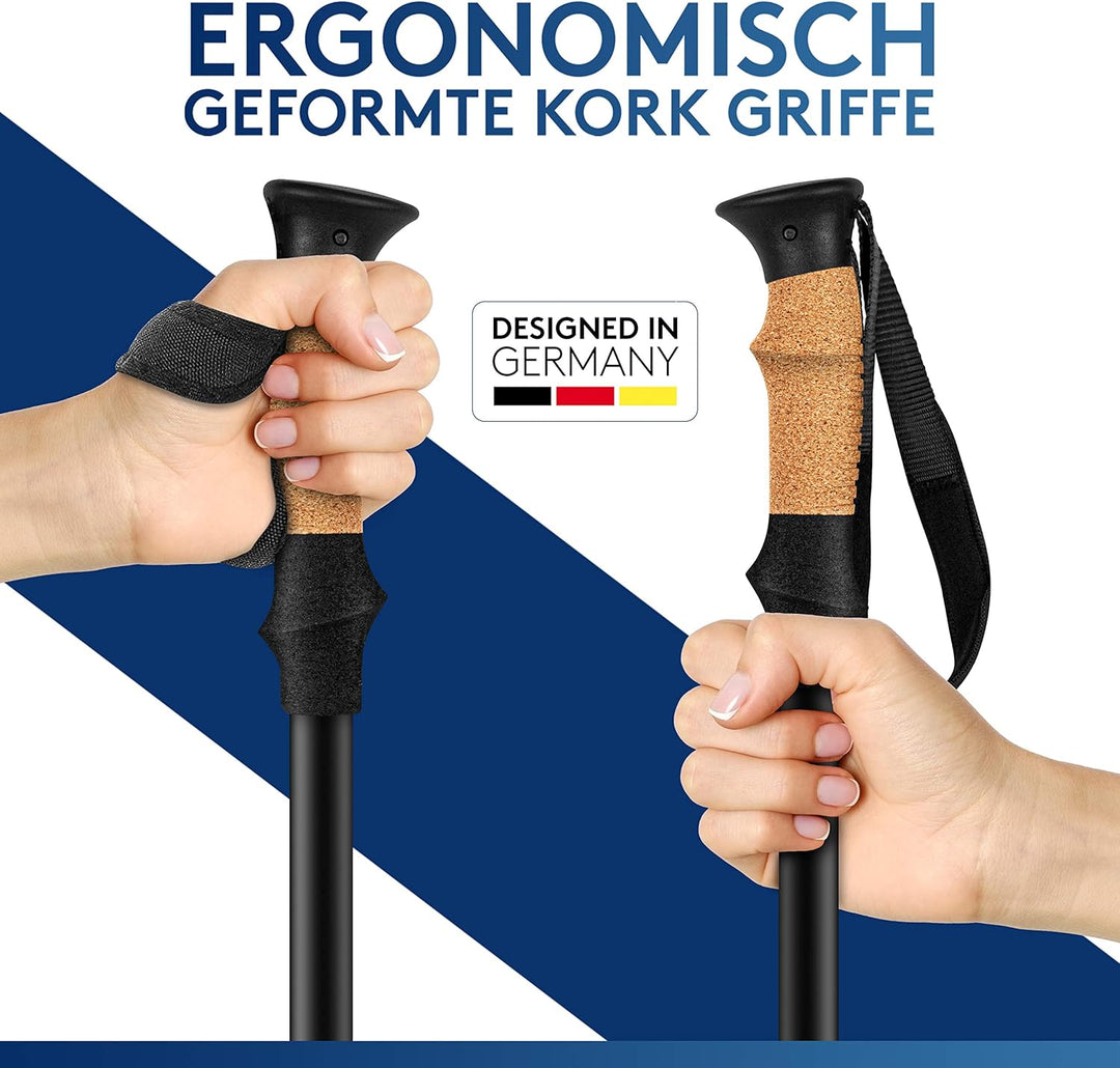 Wanderstöcke &amp; Nordic Walking Stöcke - Teleskop Wanderstock mit Gummipuffer Set - Trekkingstöcke für