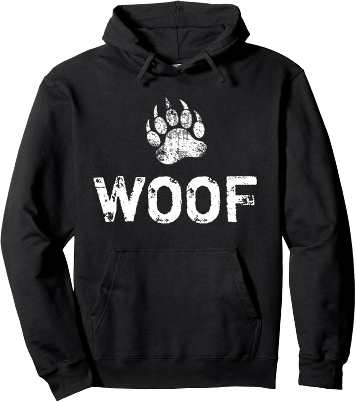 Distressed Bear Woof Bear Paw Bartmänner Pullover Hoodie