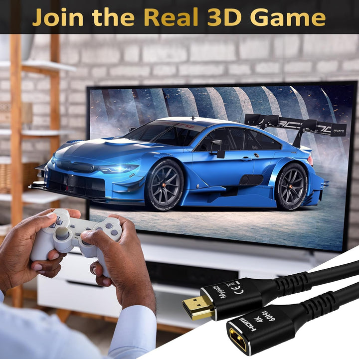 HDMI 2.0 Verlängerungskabel(15 Meter),HDMI Stecker auf Buchse 4K@60Hz, HDMI Kabel, HDMI Extender,kom