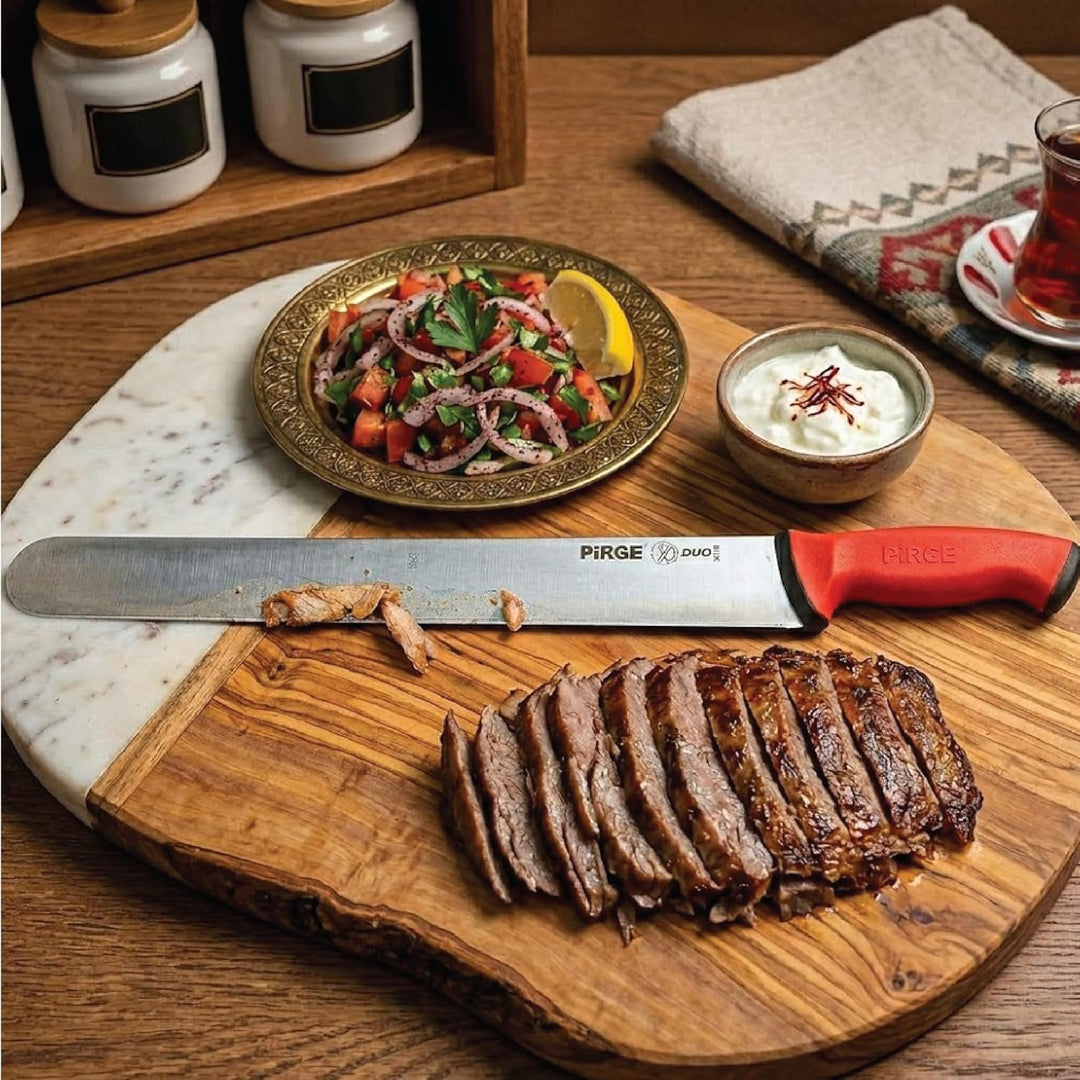 Pirge Duo Dönermesser 50 cm Rot - Aufschnittmesser - Schärfstes Döner Langmesser - Schneidemesser -