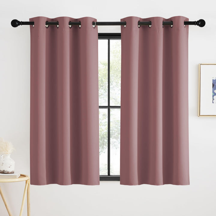 KGORGE Scheibengardinen Küche Modern Verdunklungsvorhänge Kurz | Altrosa,H120 x B90 cm,Bistrogardine