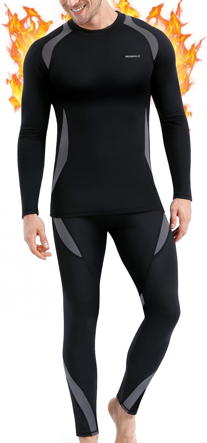 Thermounterwäsche Herren, Skiunterwäsche Winter Thermowäsche Set Funktionsunterwäsche Warm Weich Fun