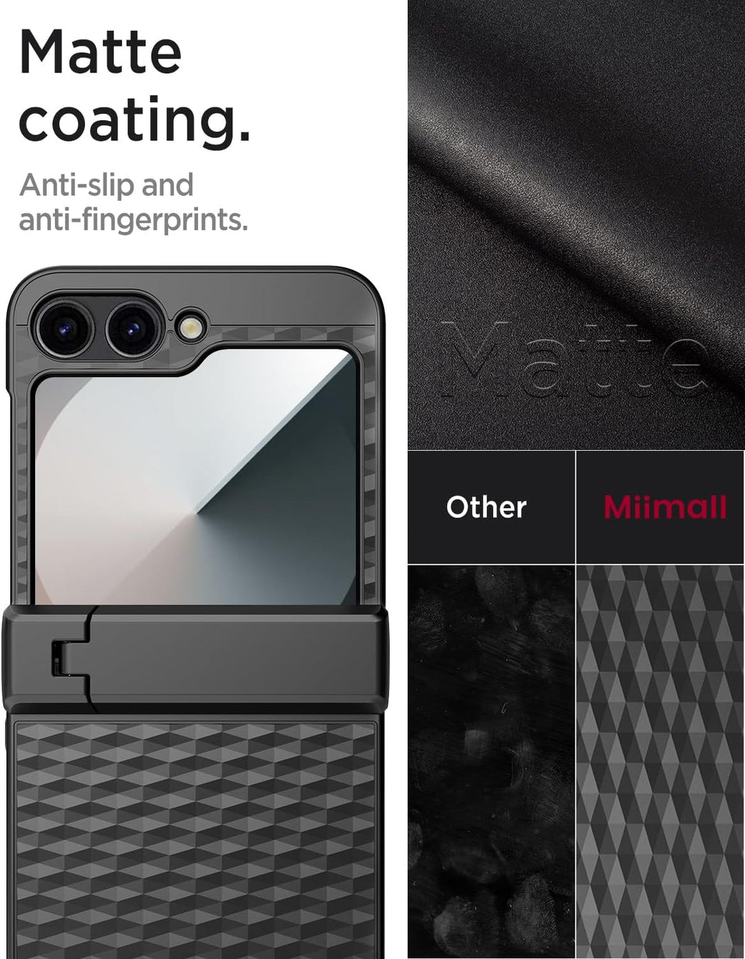 Miimall Kompatibel mit Samsung Galaxy Z Flip 6/7 FE Hülle mit Scharnierschutz+Ständer, [Eingebauter