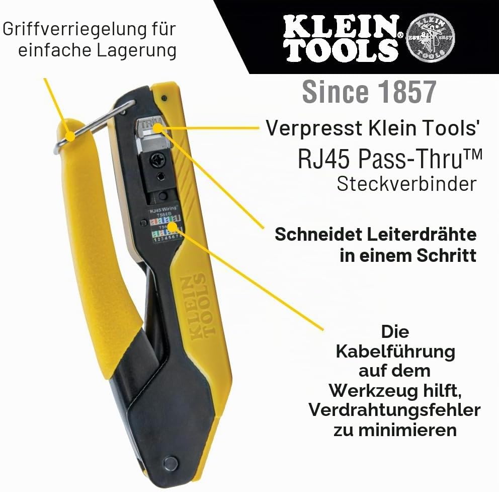 Kompakte Durchgangs-Crimper, modulare Crimper für Pass-THU RJ45 Datenstecker Klein Tools VDV226-005