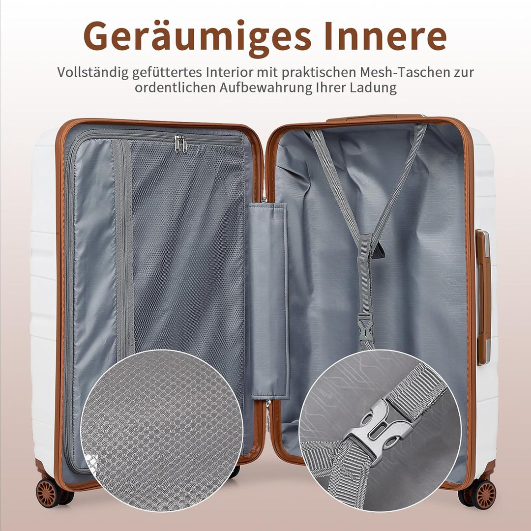 KONO Gross Koffer 75cm Leicht Reisekoffer aus Polypropylen Hartschale Koffer mit 4 Rollen und TSA Sc
