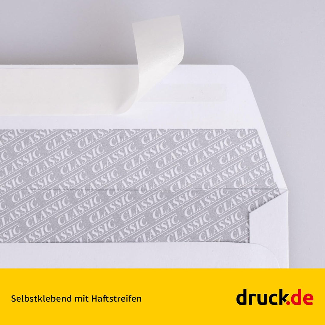 1000 Stück C6 Weisse Briefumschläge ohne Fenster, selbstklebender Haftfix Verschluss, Papierumschläg