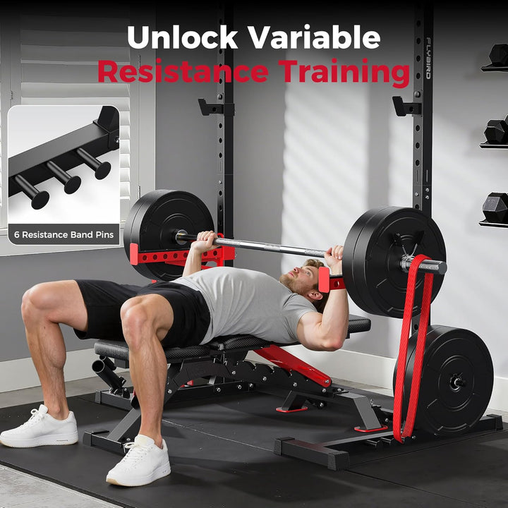 FLYBIRD Power Tower with Pull-Up Bar, Adjustable Multi-Functional Power Rack BLACK001, BLACK001