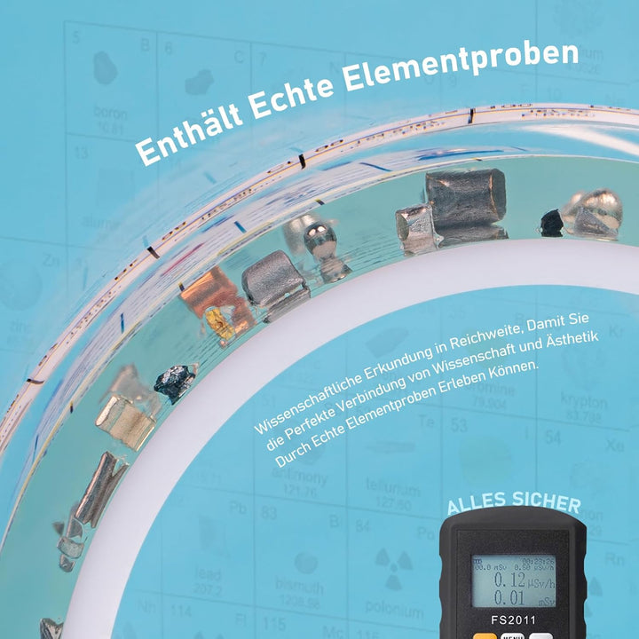 Periodensystem der Echten Elementen, Periodensystem aus Acryl der LED Tischlampe mit 83 Echten Eleme