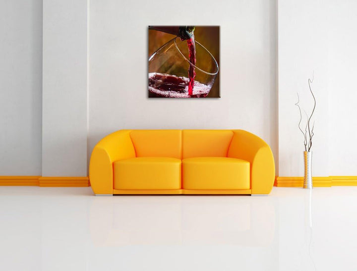 Pixxprint Edler Rotwein, Format: 70x70 auf Leinwand, XXL riesige Bilder fertig gerahmt mit Keilrahme