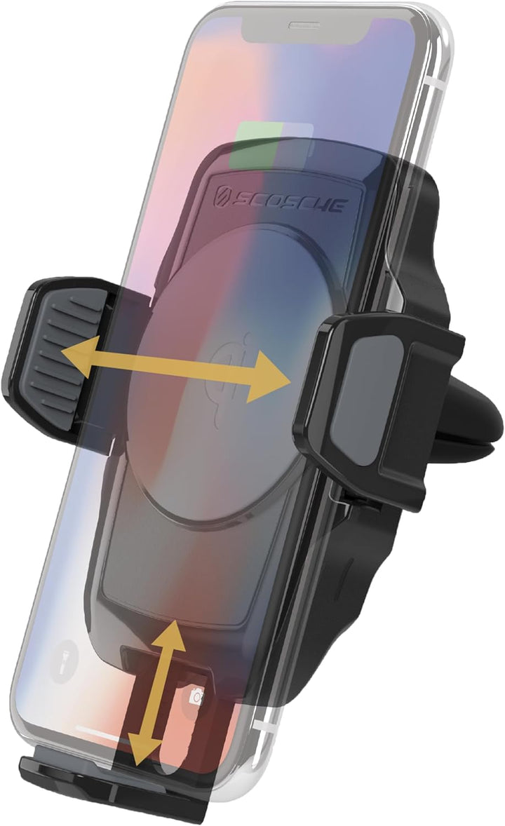 Scosche MagicMount - Kabelloses KFZ-Ladegerät &amp; Einstellbare Halterung für QI-fähige Smartphones, iP