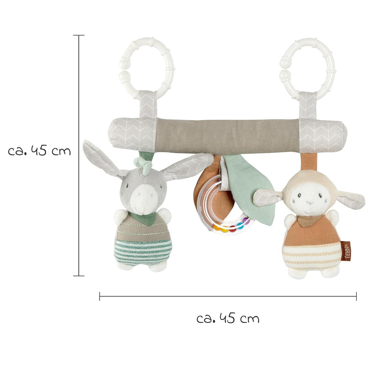 Fehn Activity-Trapez zum Aufhängen mit Schaf &amp; Esel Tier-Anhängern - Stoff-Lernspielzeug für Babys m