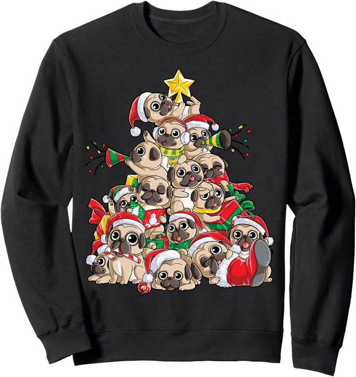 Pug Christmas Tree Dog Santa Xmas Boys Girls Merry Dogmas Sweatshirt