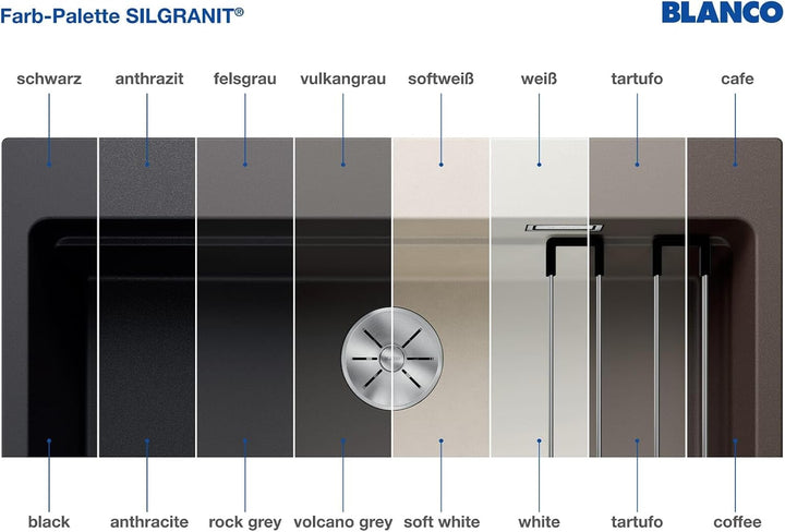 BLANCO NAYA 6 | SILGRANIT tartufo | Einbauart: Einbau von Oben | ohne Ablauffernbedienung | 60er Unt