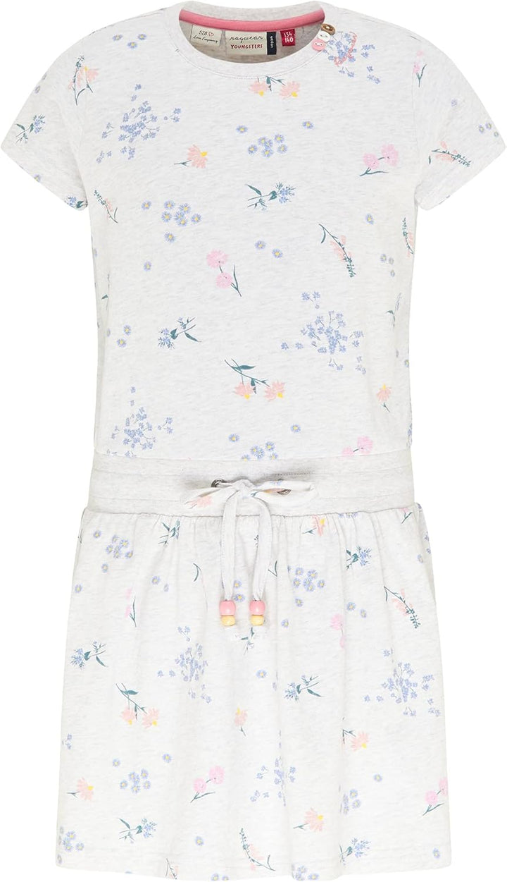 Ragwear Mädchen Kleid MAGY Flowers Kurzarm mit Blumen Print in sommerlichen Farben, 152 Wei&amp;