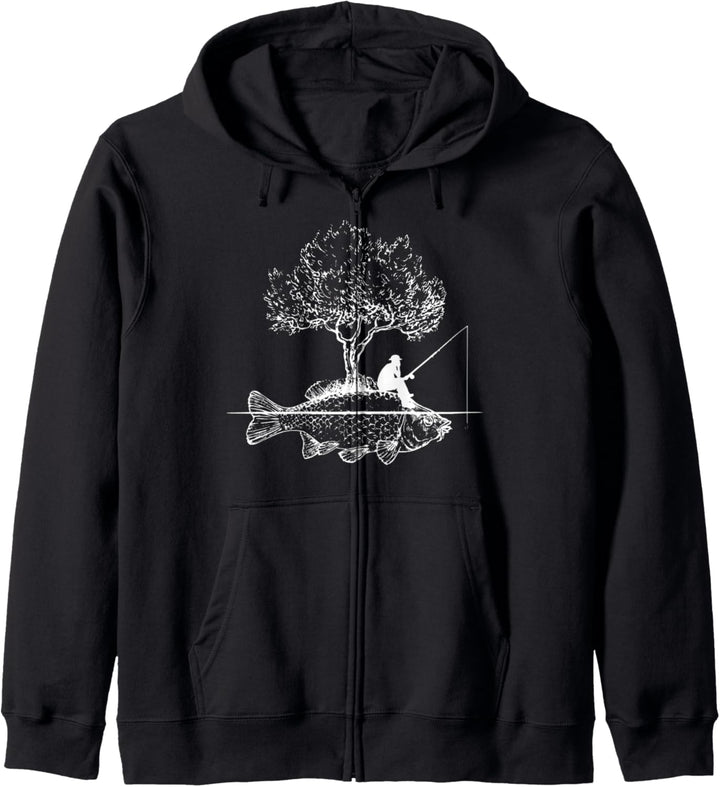 Angeln Fisch Insel Lustig Geschenk für Angler Kapuzenjacke