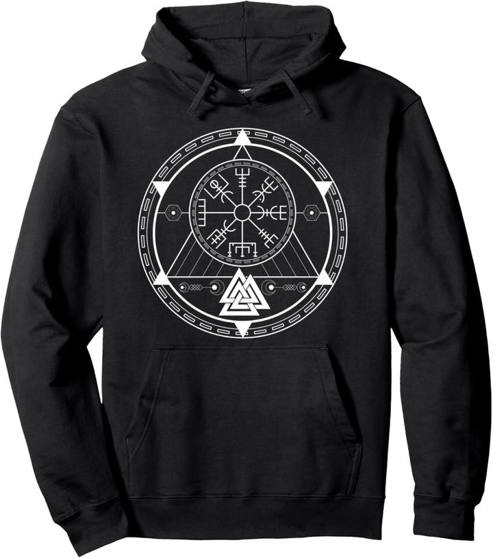Wikinger Kompass Vegvisir Nordisches Symbol Valknut Pullover Hoodie