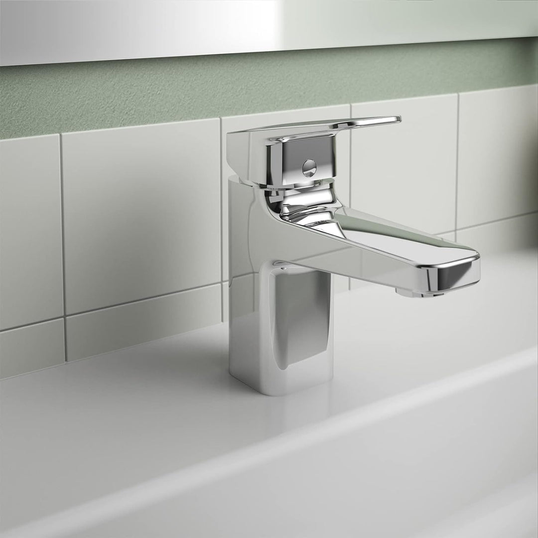 Ideal Standard BD215AA Ceraplan Waschtischarmatur mit Zugknopf-Ablaufgarnitur Auslaufhöhe 73mm BlueS