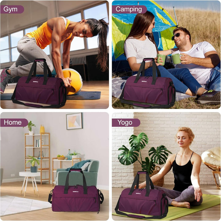 Sporttasche Damen Herren Hartes Material, Reisetasche mit Schuhfach Zwei Belüftungslöchern und Nassf