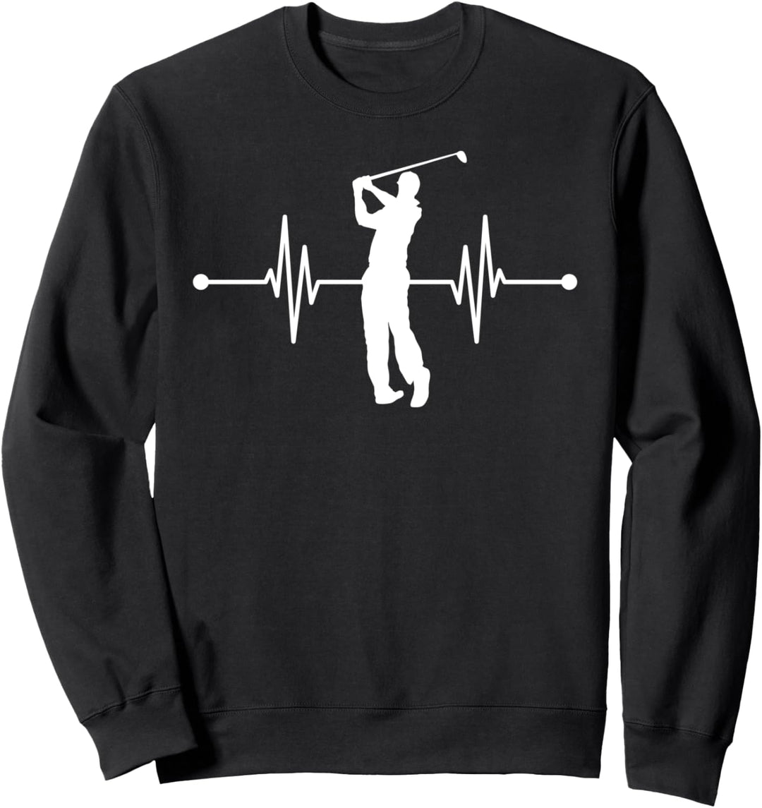 Golfkart Golfplatz Golfspieler Hobby Golfer Herzschlag Golf Sweatshirt