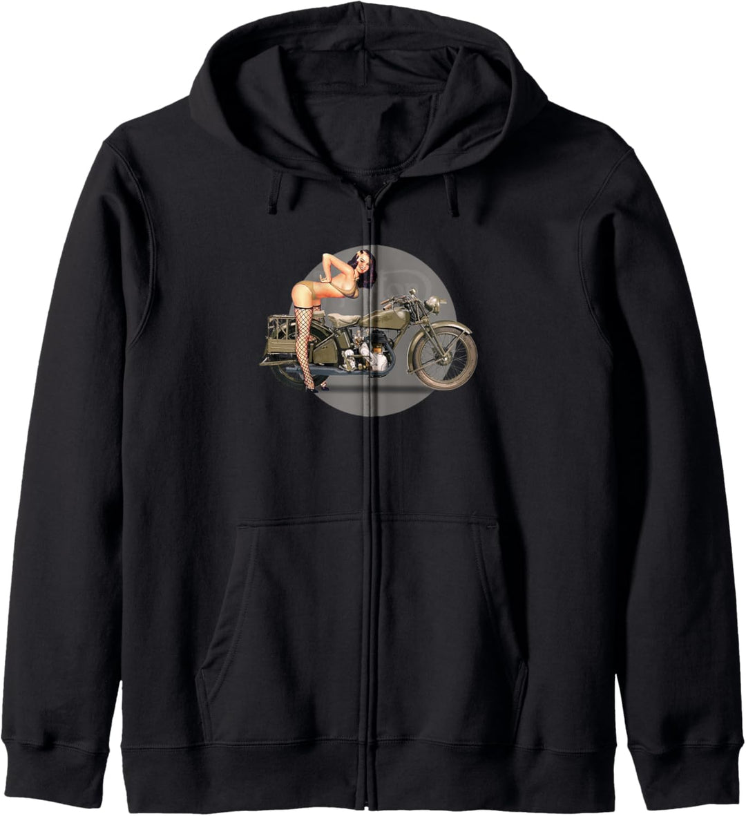 Pin-up-Girl klassisches Motorrad retro WW2 Kapuzenjacke