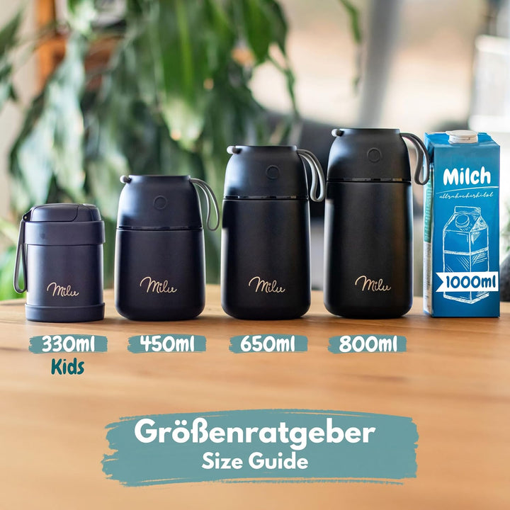 Milu® Thermobehälter für Essen 800ml, Edelstahl, Thermo Lunchbox, Suppenbehälter to go, Thermobox, T