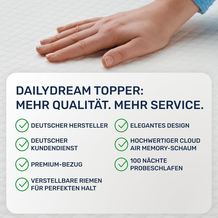 Dailydream viscoelastischer Matratzentopper „Royal“ mit Memory Foam Effekt, 140x200x7cm 7cm hoch