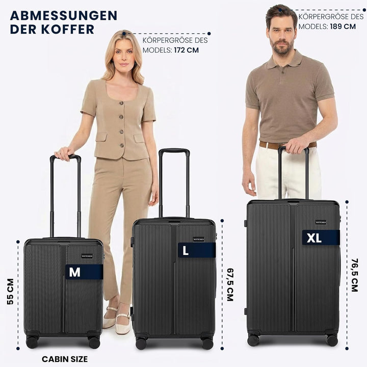 WITTCHEN Stripes Line Grosser Koffer 76,5 x 50 x 29 cm (XL) | Hartschalen-Trolley ABS 96 l, 4 Rollen