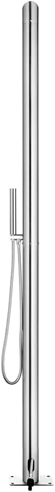 Gartendusche mit Brauner Bodenplatte Edelstahl 225cm Garten-Dusch Set Aussendusche Campingdusche Poo