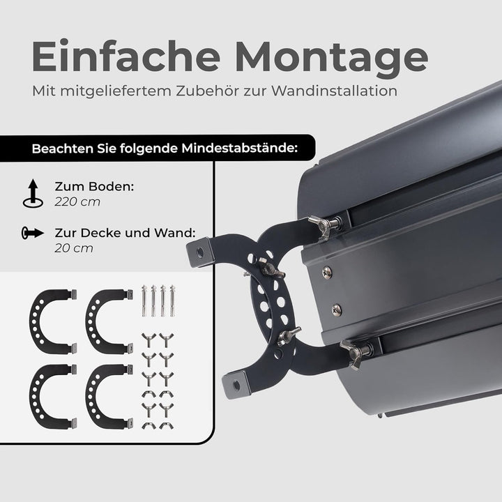 KLAMER Infrarotheizung 2600 W – WLAN Heizstrahler mit App- & Timer, Decken- & Wandmontage, Fenster-o