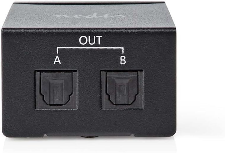 Nedis TosLink-Splitter | 2-Weg | Anschlüsse – Eingang: TosLink Buchse | Anschlüsse – Ausgang: 2X Tos