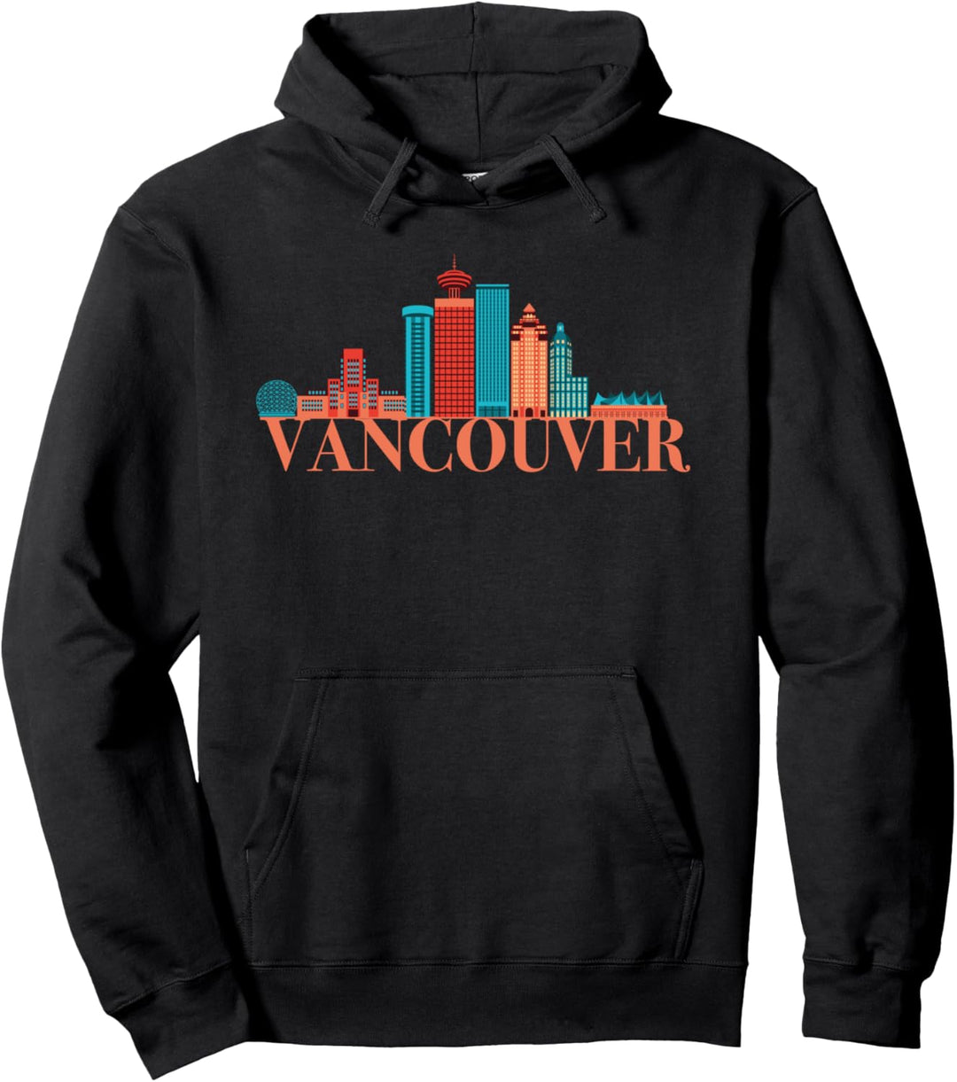 Vancouver Kanada City Skyline Silhouette Outline Sketch Pullover Hoodie