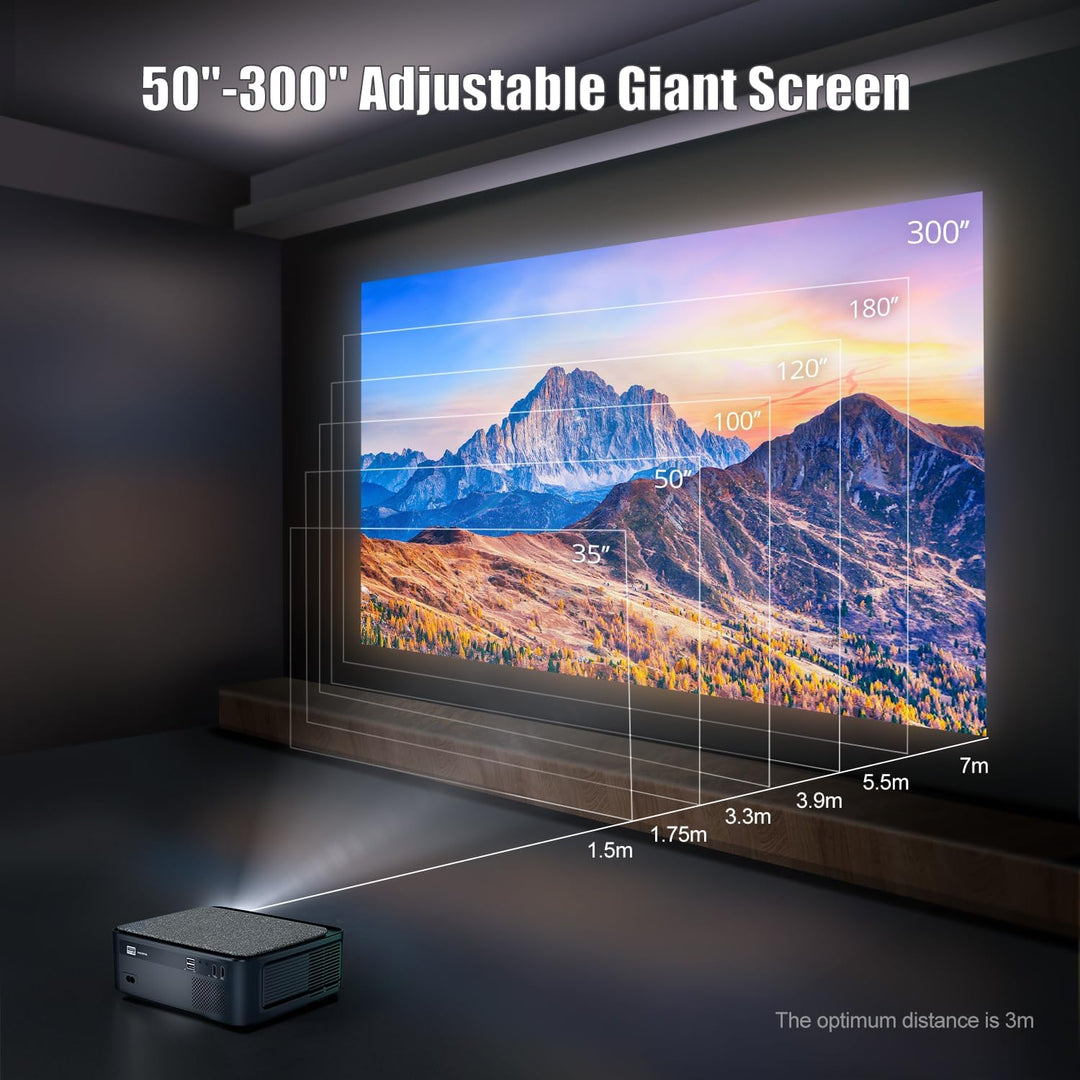 WiMiUS Full HD 1080P Heimkino Beamer mit 5G WiFi und Bluetooth, Unterstützung für 4K Videos, kompati