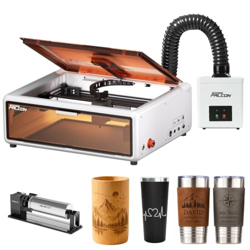 Creality Falcon A1 10W Lasergravierer Weiss mit Rotary Roller Pro Kit &amp; YW45 Rauchabsauger, Geschlos
