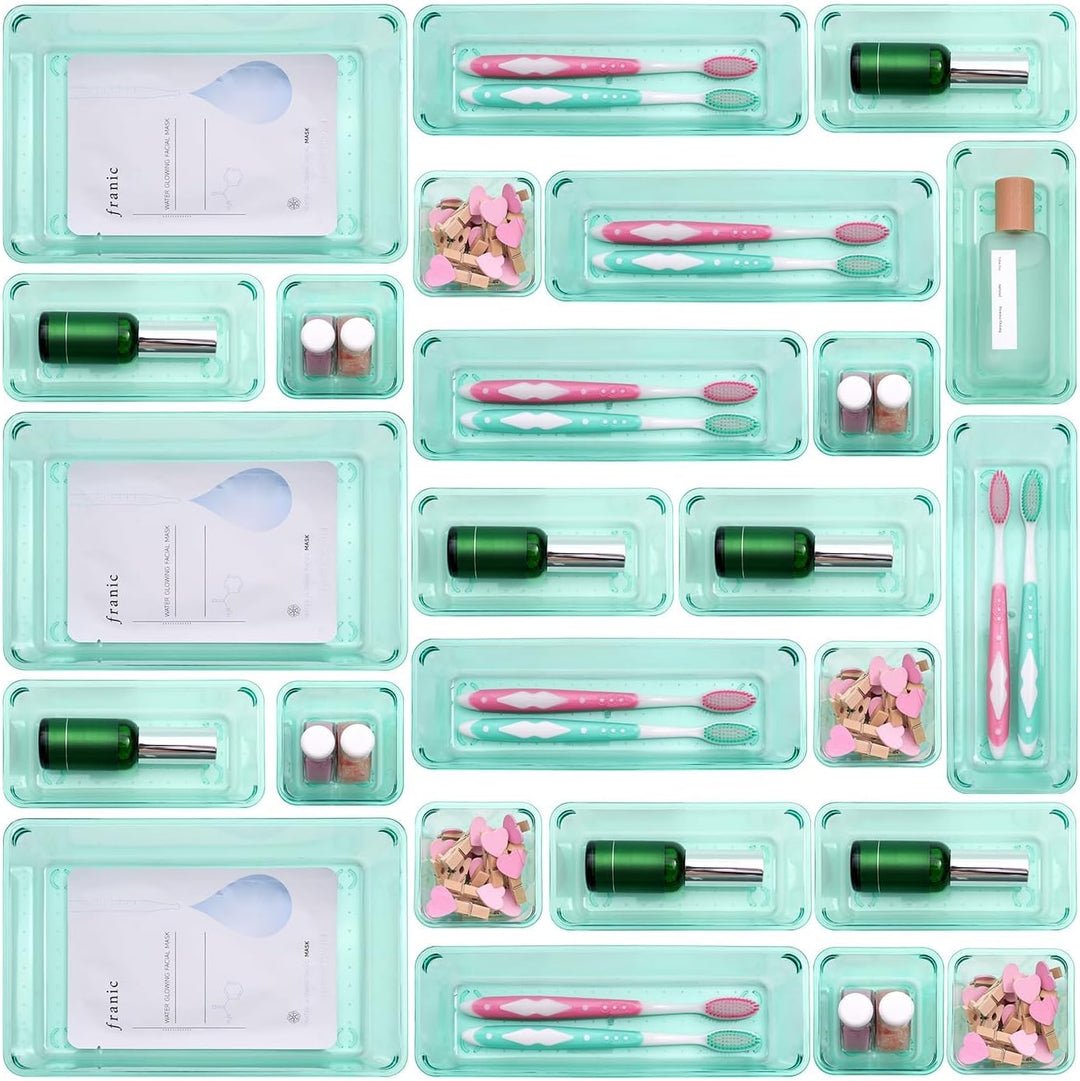 Schubladen Organizer, 25 Stück in 4 Grössen, Kunststoff, Schminktisch und Make-up Organizer, Ordnung