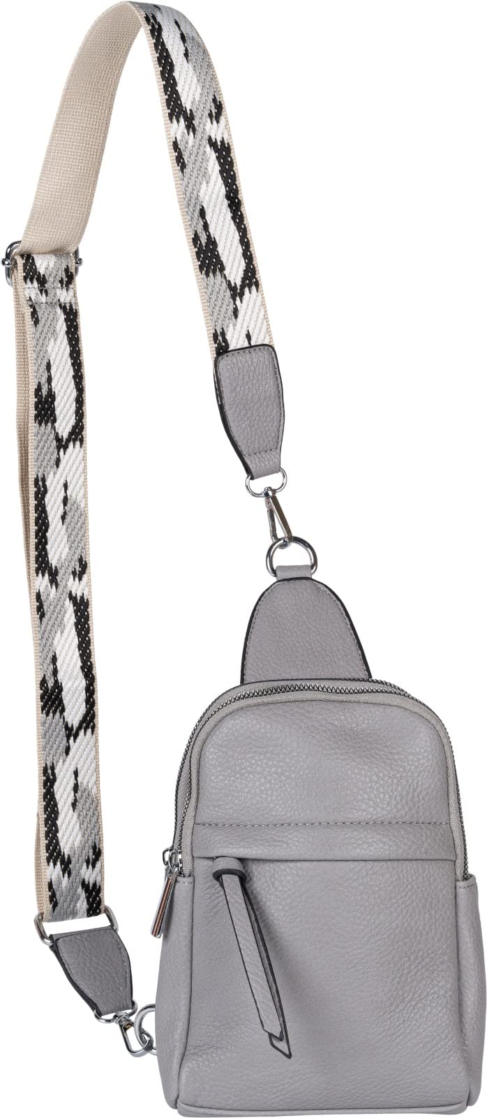 styleBREAKER Damen One Shoulder Rucksack, gemusterter Schultergurt, Einfarbige Crossbody Bag, Cityru