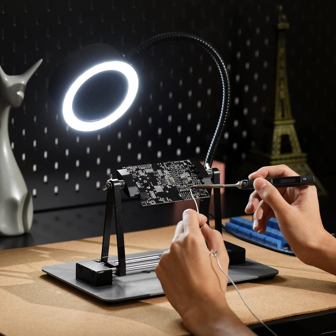 SainSmart Magnetischer verstellbarer Leiterplattenhalter, 360 Grad drehbar, Löthilfe zum Klemmen von