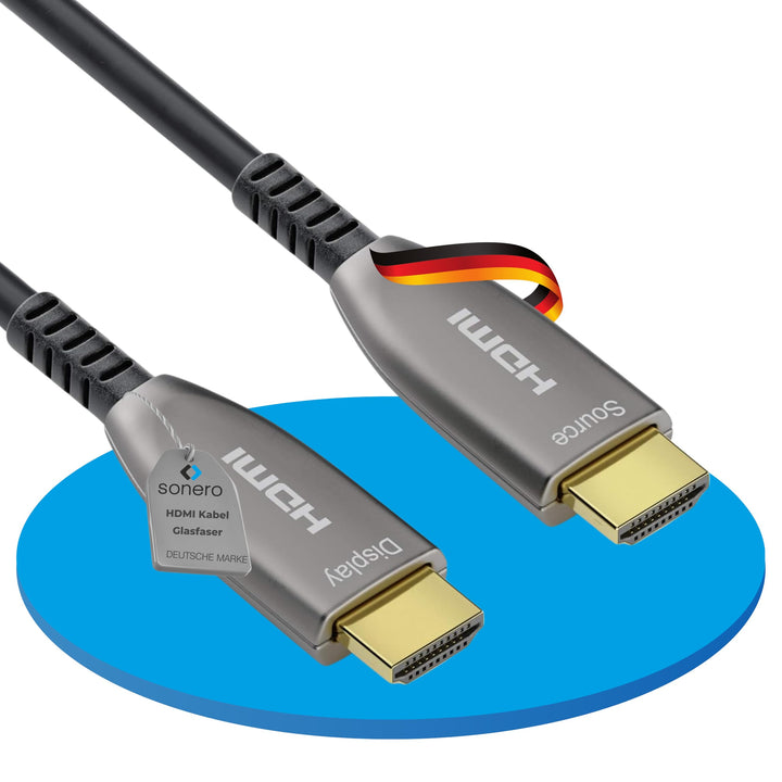 Sonero 20m HDMI Kabel 2.0b, Glasfaser Hybrid, UHD 2160P, 4K60Hz, 4:4:4, HDR, 18Gbps, schwarz 4K HDMI