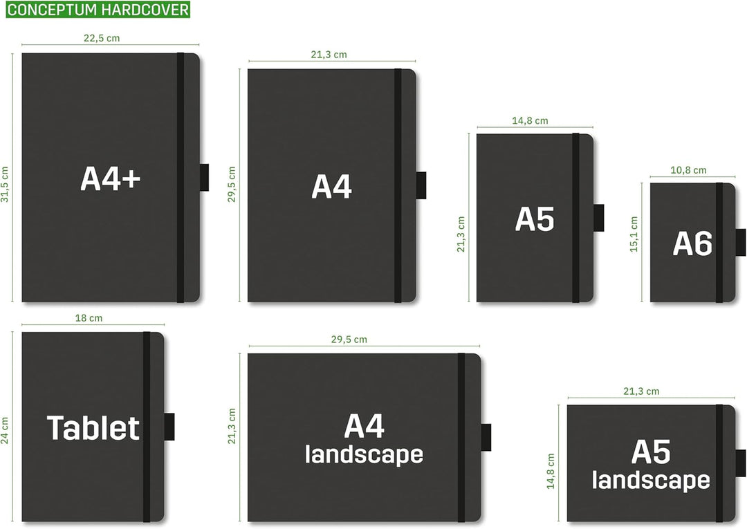 SIGEL CO116 Premium Notizbuch liniert, A4+, Hardcover, schwarz - Conceptum A4+ liniert schwarz, A4+