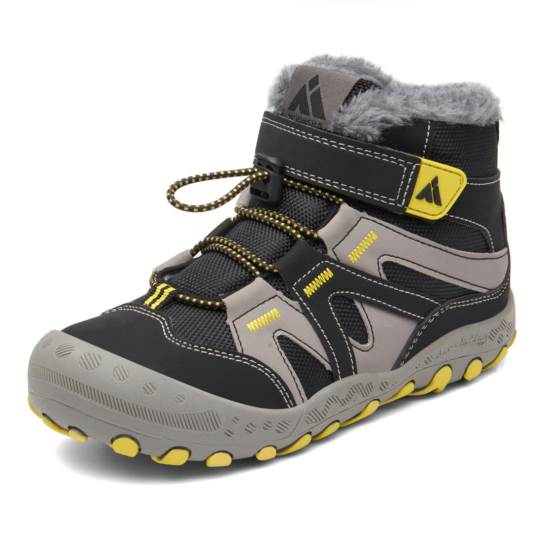 Mishansha Kinder Outdoor Winterschuhe Warm Gefüttert Winterstiefel, Gr.24-38 24 EU Ebenholz Schwarz,