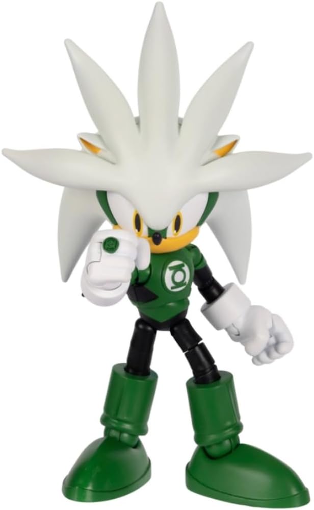 Sonic The Hedgehog DC x Sonic Silver als Green Lantern, 13 cm grosse Actionfigur, offiziell lizenzie