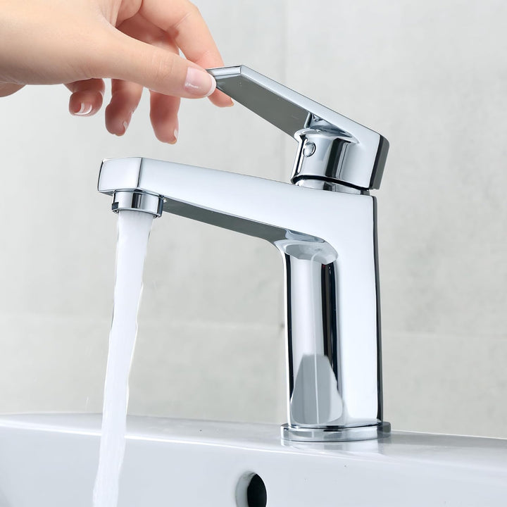 Florenta Wasserhahn Bad Messing Einhebel-Waschtischarmatur mit 50cm Anschluss, Chrom Einhandmischer